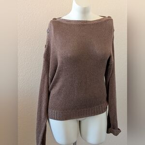 NWT Joie Burrell Off Shoulder Cable Knit Sweater Brown L​